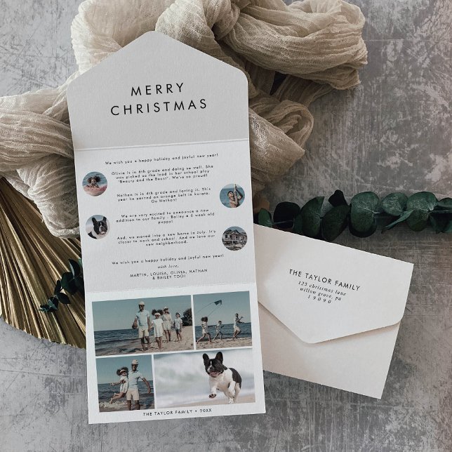 Chic Merry Christmas Multi Photo Holiday All In On All In One Invitation (Creator Uploaded)