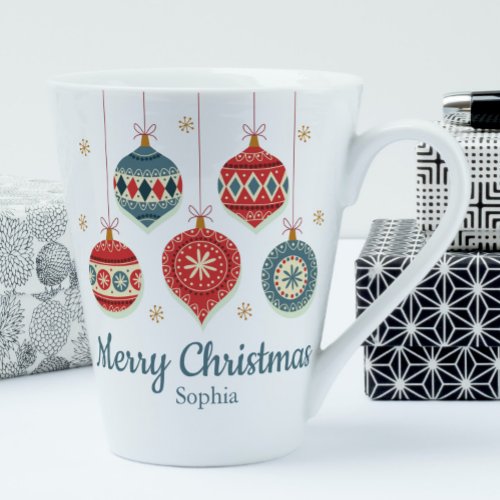 Chic Merry Christmas Ornaments Personalized Latte Mug