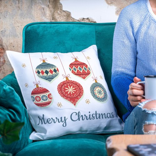 Chic Merry Christmas Ornaments Throw Pillow