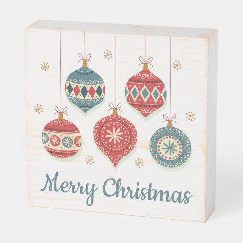 Chic Merry Christmas Ornaments Wooden Box Sign