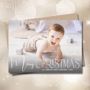 Chic Merry Christmas Script Photo Holiday Card