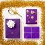 Chic Merry Christmas Script Purple and Gold  Wrapping Paper Sheets