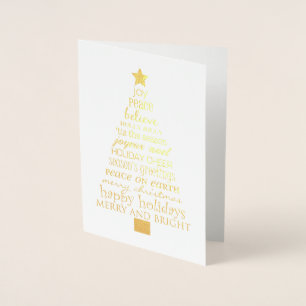 Chic Merry Christmas Tree Words Foil Card