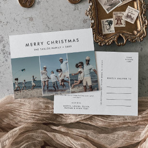 Chic Merry Christmas Year In Review 3 Photo Holiday Postcard