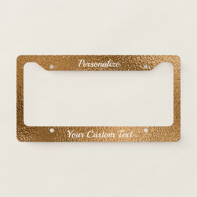 Chic Metallic Bronze Elegant Stylish Unique Custom License Plate Frame (Front)