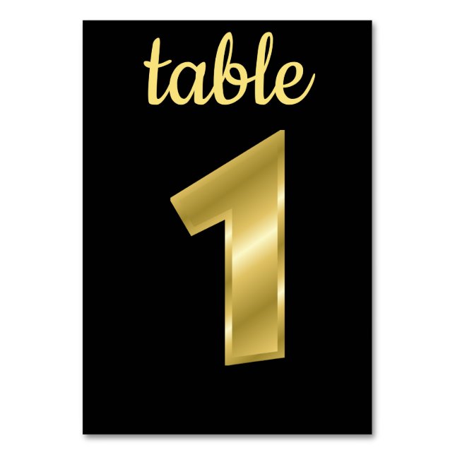 Chic Metallic Gold Black Table Number1 Number (Front)