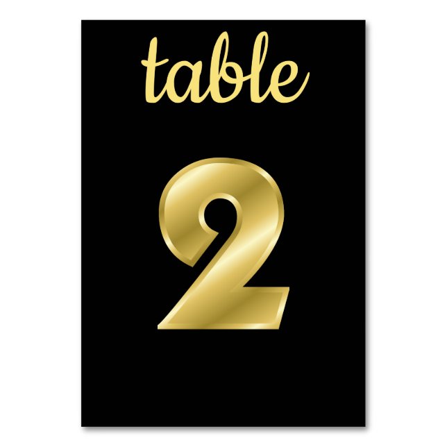 Chic Metallic Gold Black Table Number 2 (Front)