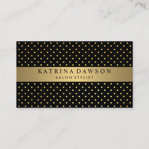 Chic Metallic Gold with Polka Dots Business Card