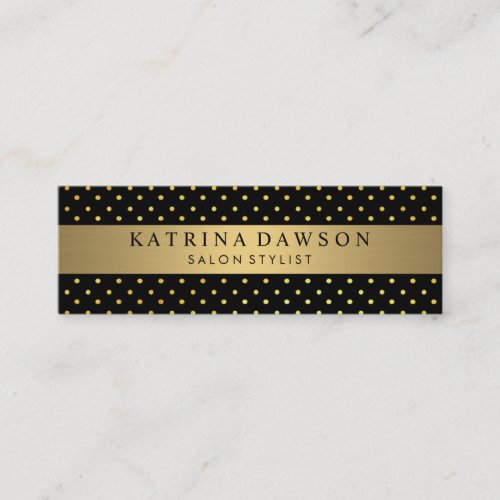 Chic Metallic Gold with Polka Dots Mini Business Card