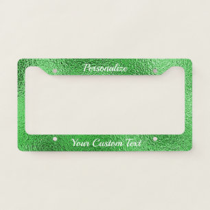 Chic Metallic Green Elegant Stylish Unique Custom License Plate Frame