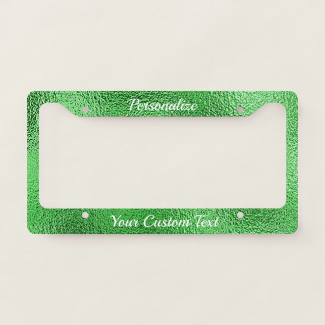 Chic Metallic Green Elegant Stylish Unique Custom License Plate Frame (Front)