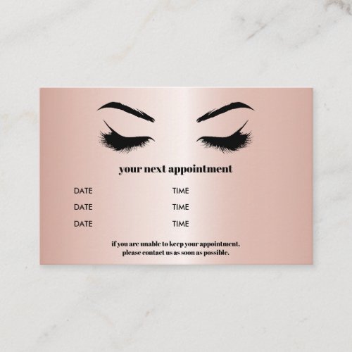 Chic Metallic rose gold Browbar Eyelash Luxury Business Card