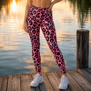 Chic Metallic Rose Gold Leopard Print Leggings