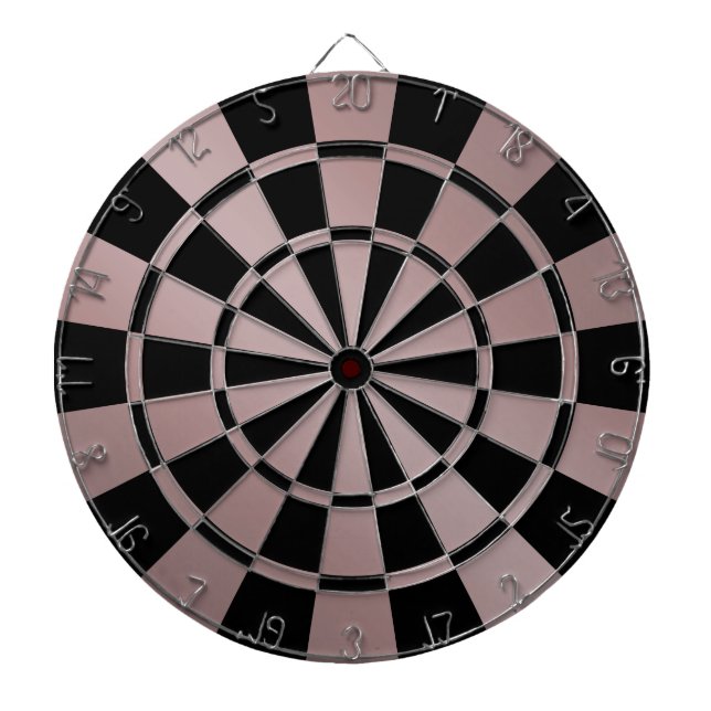 Chic Metallic Rose Gold Pink and Black Dart Board (Front)