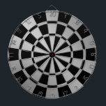 Chic Metallic Silver and Black Dart Board<br><div class="desc">Let the games begin! This chic metallic silver and black dartboard is perfect for a game room and college dorm room.</div>