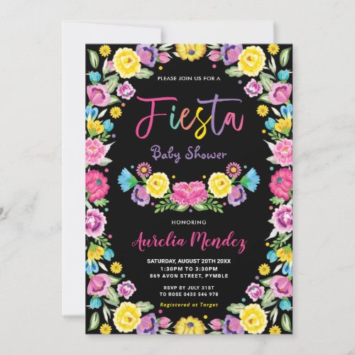 Chic Mexican Floral Fiesta Baby Shower  Invitation