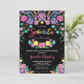 Chic Mexican Floral Señorita Baby Shower Girl  Invitation (Standing Front)