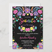 Chic Mexican Floral Señorita Baby Shower Girl  Invitation (Front)