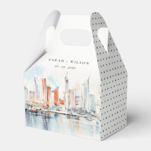 Chic Miami Florida Skyline Watercolor Wedding Favor Boxes