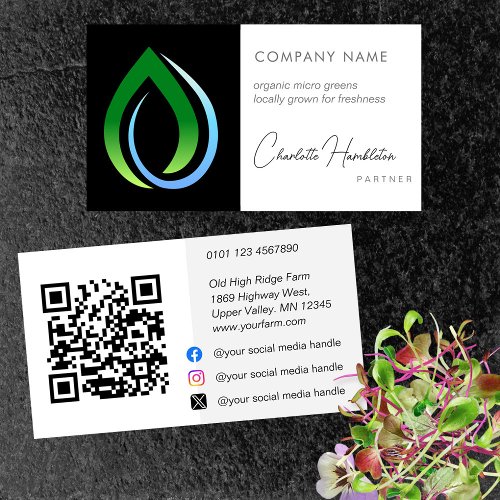 Chic Microgreen Grower QR  Contact Details  Business Card