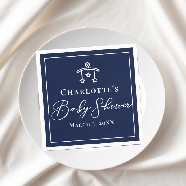 Chic Midnight Blue Baby Shower Personalized Party Napkins (Creator Uploaded)