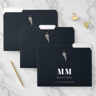 Chic Midnight Navy Botanical Custom Wedding Mail File Folder