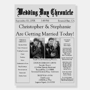 Chic Minimal 2 Black White Photos Wedding Program Foam Board
