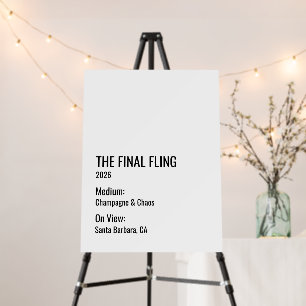 Chic Minimal Bachelorette Art Gallery Welcome Sign