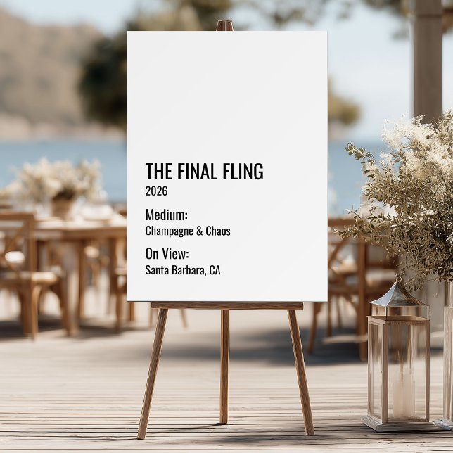 Chic Minimal Bachelorette Art Gallery Welcome Sign (Creator Uploaded)