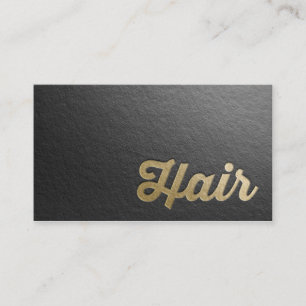 Chic Minimal Black Gold Embossed Text Hair Stylist Appointment Card