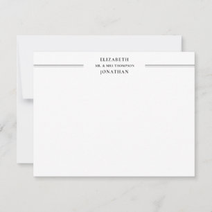 Chic Minimal Black Gray line Couple Note Card