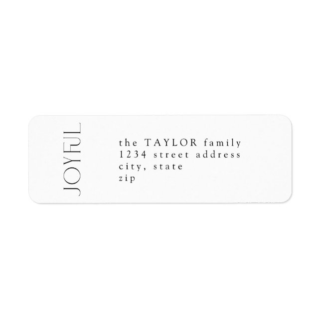 Chic Minimal Black Joyful Christmas Return Address Label (Front)