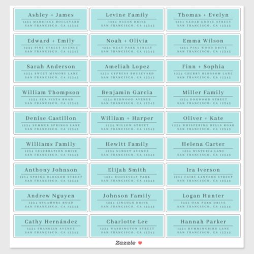 Chic Minimal Blue Wedding Guest Address Labels