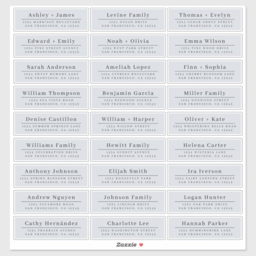 Chic Minimal Blue Wedding Guest Address Labels