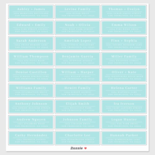 Chic Minimal Blue Wedding Guest Address Labels