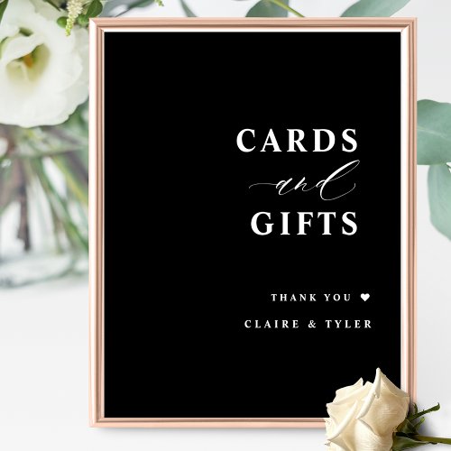 Chic Minimal Cards and Gifts Black Wedding Sign 