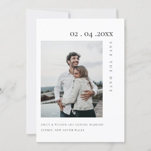 CHIC MINIMAL CLEAN CUSTOM PHOTO SAVE THE DATE CARD