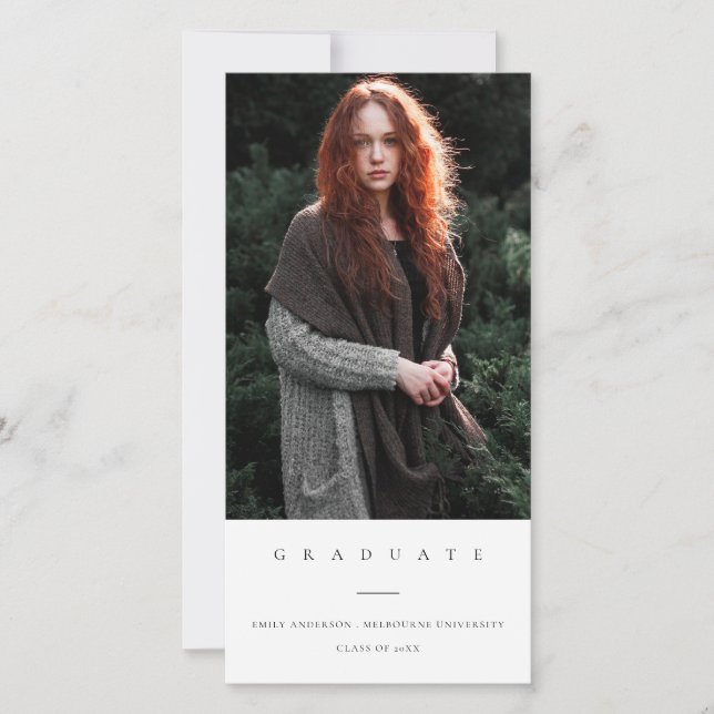CHIC MINIMAL CLEAN PHOTO GRADUATION ANNOUNCEMENT (Front)