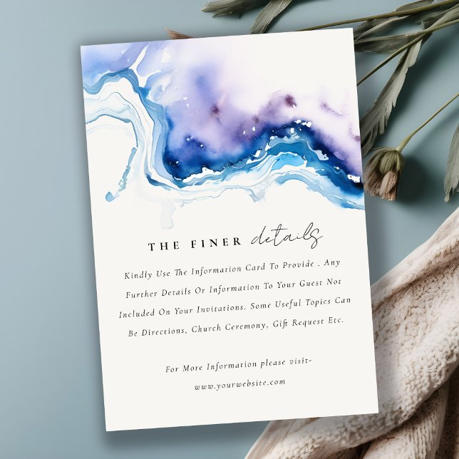 Chic Minimal Coastal Sea Beach Wedding Details Enclosure Card (Creator Uploaded)