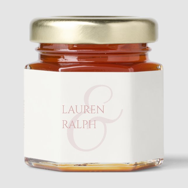 Chic Minimal Dusty Rose Script Wedding  Honey Jar Favors (Front)