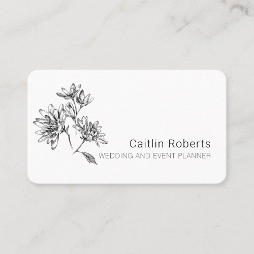 Chic Minimal Floral White Business Card