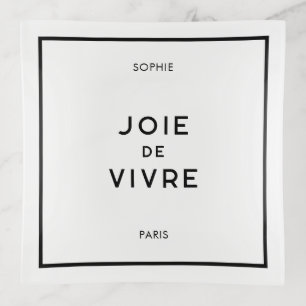 Chic Minimal French Black & White Wedding Favor Trinket Tray