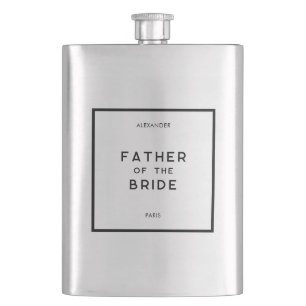 Chic Minimal French Monochrome Father Of The Bride Flask