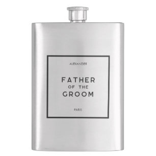 Chic Minimal French Monochrome Father Of The Groom Flask