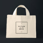 Chic Minimal French Monogram Mother of The Bride Mini Tote Bag<br><div class="desc">Chic and minimal French, Parisian inspired, monochrome black and white personalized mother of the bride mini tote bag. A Tote Bag can be a lovely way to thank your mother for their love and support on your special day. This Mother of the Bride tote bag is perfect to hold gifts...</div>