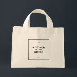 Chic Minimal French Monogram Mother of The Bride Mini Tote Bag<br><div class="desc">Chic and minimal French, Parisian inspired, monochrome black and white personalized mother of the bride mini tote bag. A Tote Bag can be a lovely way to thank your mother for their love and support on your special day. This Mother of the Bride tote bag is perfect to hold gifts...</div>