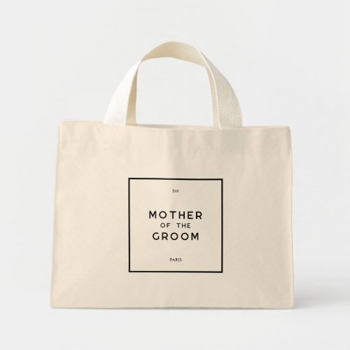 Chic Minimal French Monogram Mother Of The Groom Mini Tote Bag