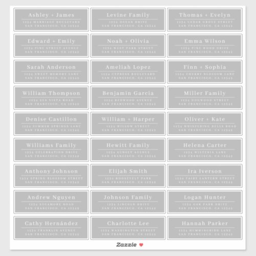 Chic Minimal Gray Wedding Guest Address Labels