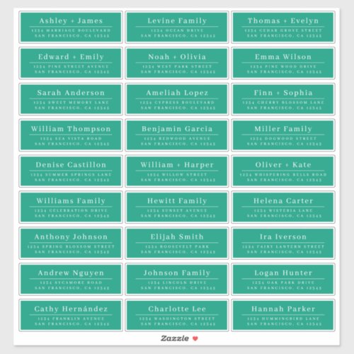 Chic Minimal Green Wedding Guest Address Labels