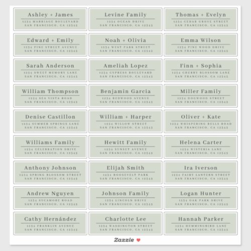 Chic Minimal Green Wedding Guest Address Labels